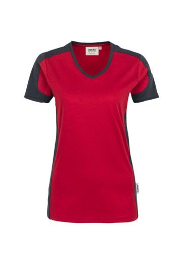 Damen V-Shirt Contrast Mikralinar®