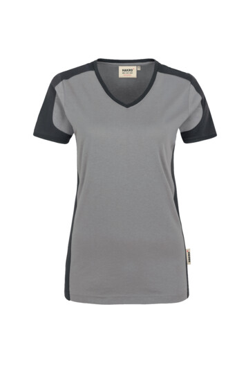 Damen V-Shirt Contrast Mikralinar®